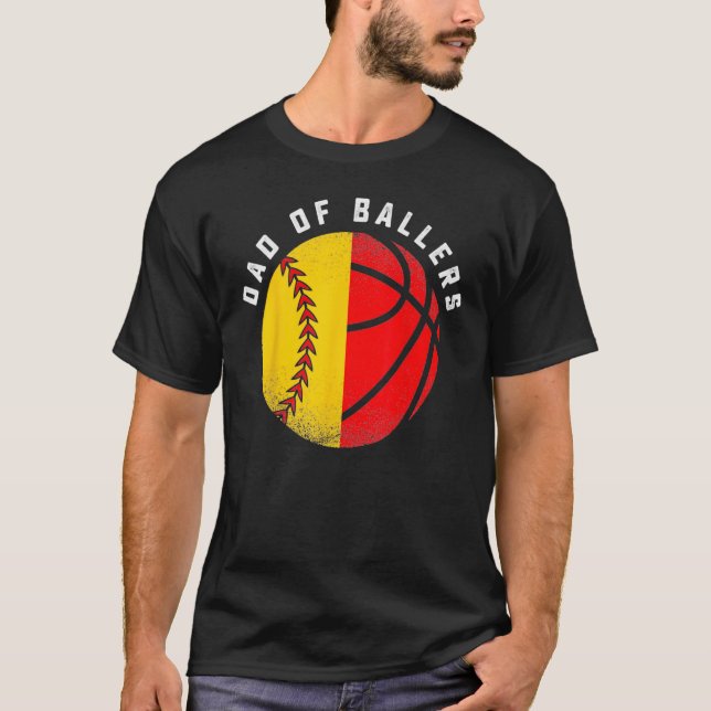Camiseta Dad Of Ballers Baseball Softball  Father s Day (Anverso)