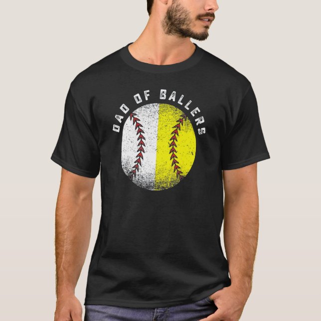 Camiseta Dad Of Ballers Baseball Softball  Father s Day (Anverso)