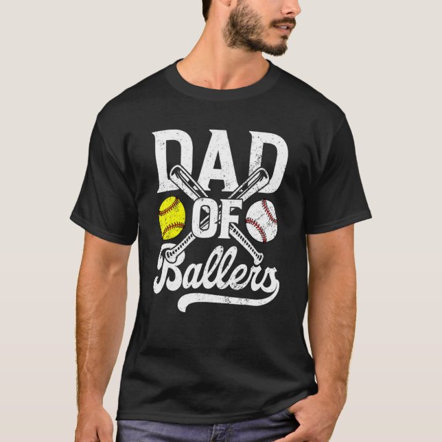 Camiseta Dad Of Ballers Baseball Softball Game Day Father s (Anverso)