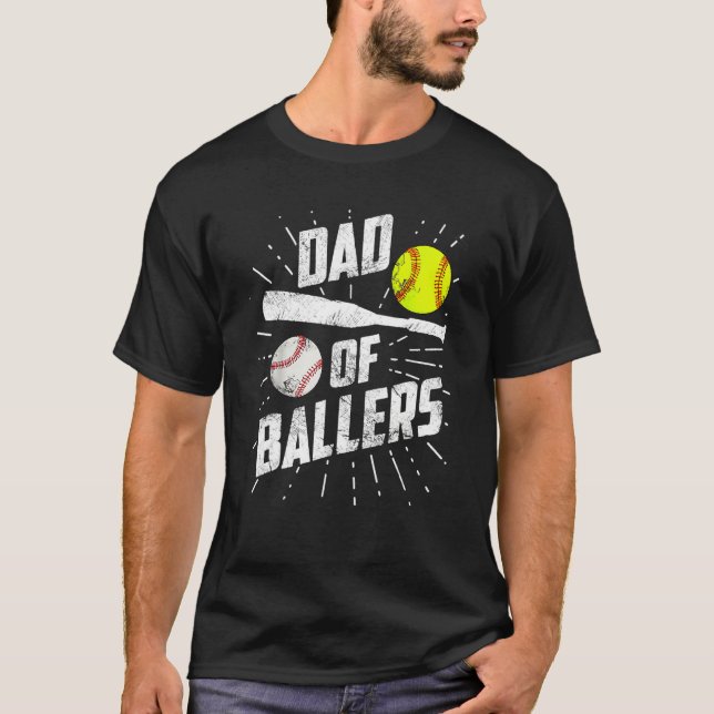 Camiseta Dad Of Ballers  Baseball Softball Game Fathers Day (Anverso)