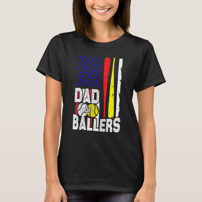 Camiseta Dad of Ballers  Men Softball Baseball Player Fathe (Anverso)