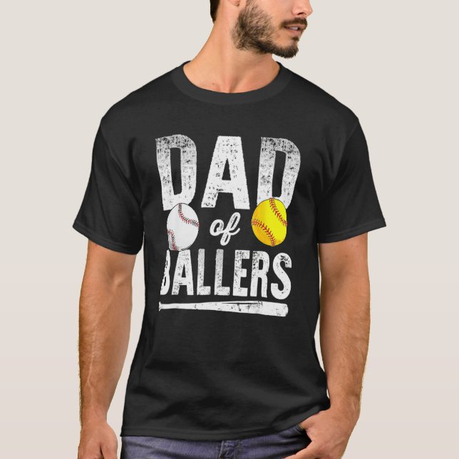 Camiseta Dad Of Ballers Softball Baseball Player Dad Father (Anverso)