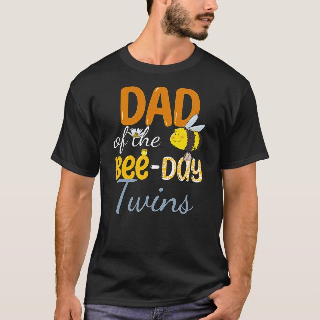 Camiseta Dad of Bee Day Twins Funny Floral Family Hive Part (Anverso)