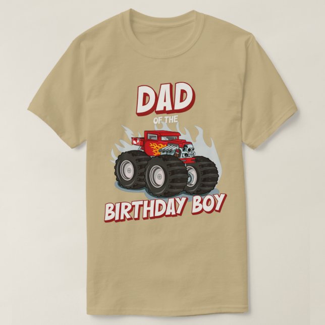 Camiseta Dad Of The Birthday Boy Cake Party Garage Car Mons (Diseño del anverso)