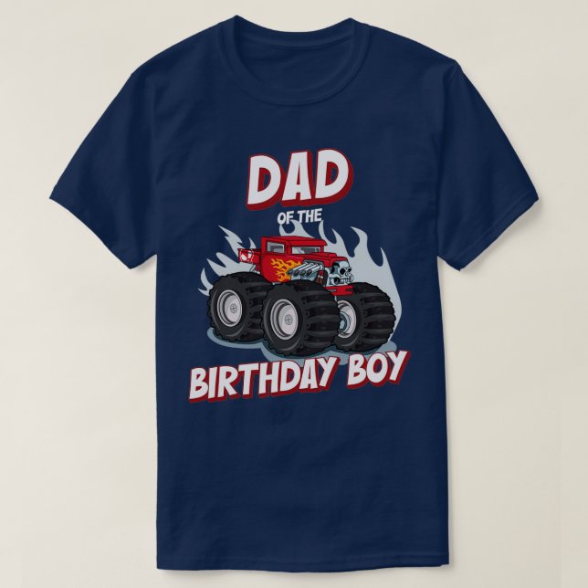 Camiseta Dad Of The Birthday Boy Cake Party Garage Car Mons (Diseño del anverso)