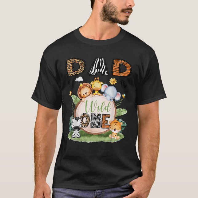 Camiseta Dad Of The Wild One 1St Bday Boy Safari Woodland  (Anverso)