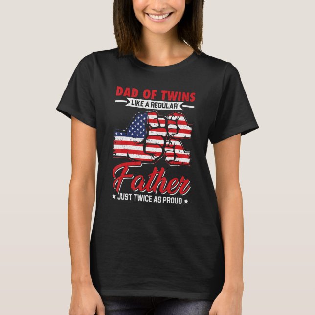 Camiseta Dad Of Twins American Flag 4th Of July Fathers Day (Anverso)