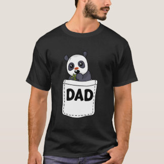 Camiseta Dad Panda Pocket Fathers Day Animal Papa Grandpa