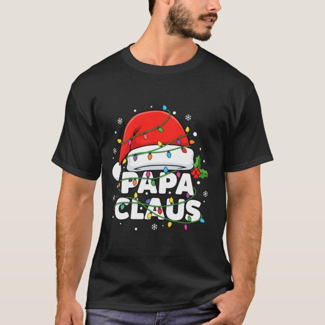 Camiseta Dad Papa Claus Christmas Lights Family Matching Lo (Anverso)
