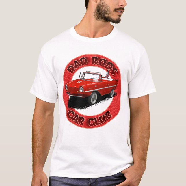 Camiseta Dad Rods Car Club Red Bel Amphibious Car T-Shirt (Anverso)