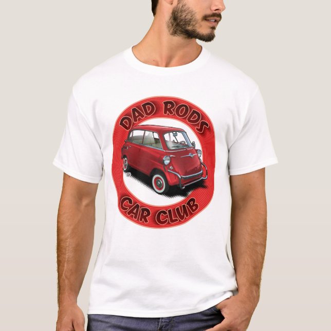 Camiseta Dad Rods Car Club Red Bubble Car T-Shirt (Anverso)