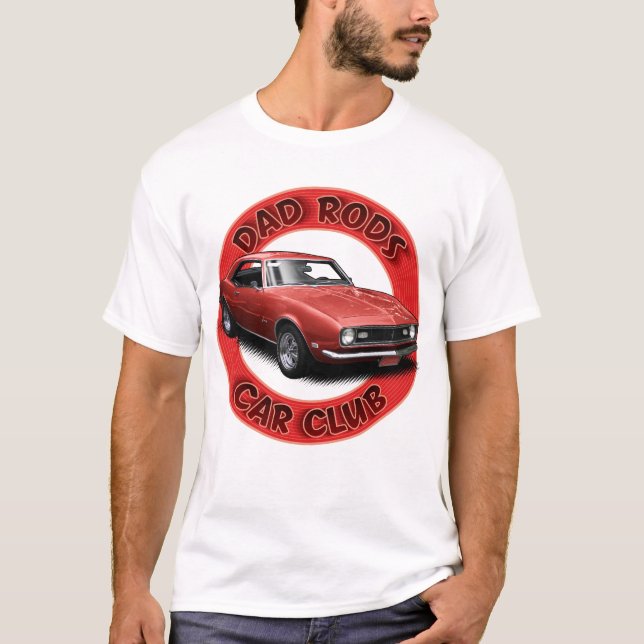 Camiseta Dad Rods Car Club Red Camaro T-Shirt (Anverso)