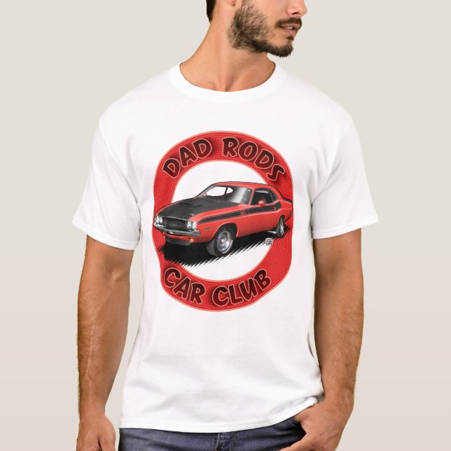 Camiseta Dad Rods Car Club Red Challenger T-Shirt (Anverso)