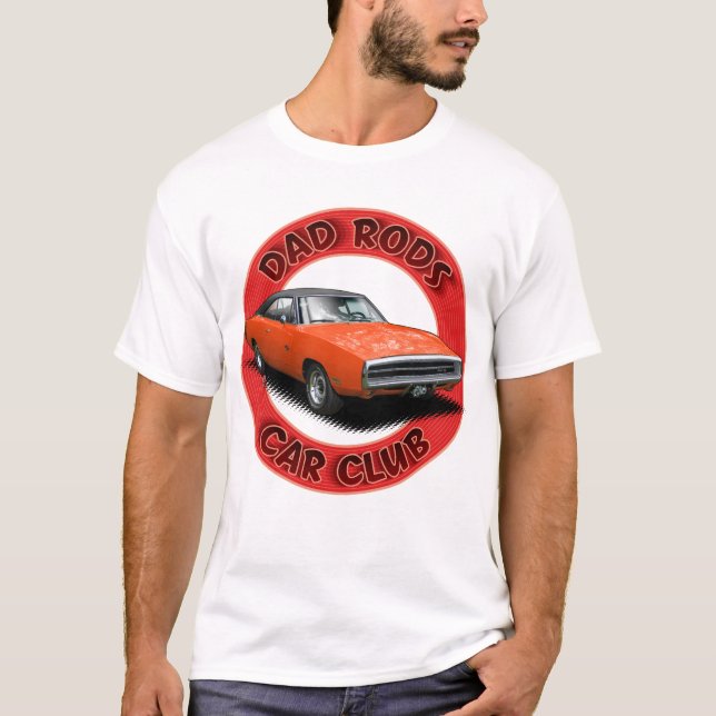 Camiseta Dad Rods Car Club Red Charger Car T-Shirt (Anverso)