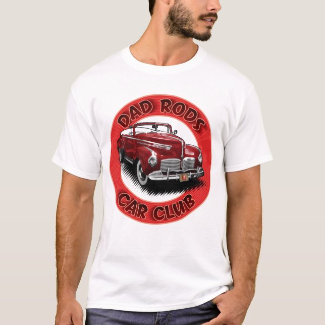 Camiseta Dad Rods Car Club Red Hudson Convertible T-Shirt (Anverso)