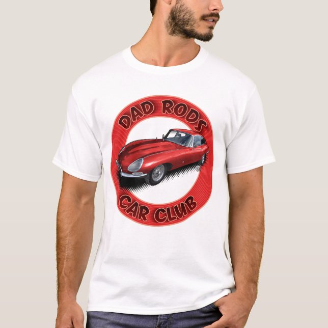 Camiseta Dad Rods Car Club Red Jag Car T-Shirt (Anverso)