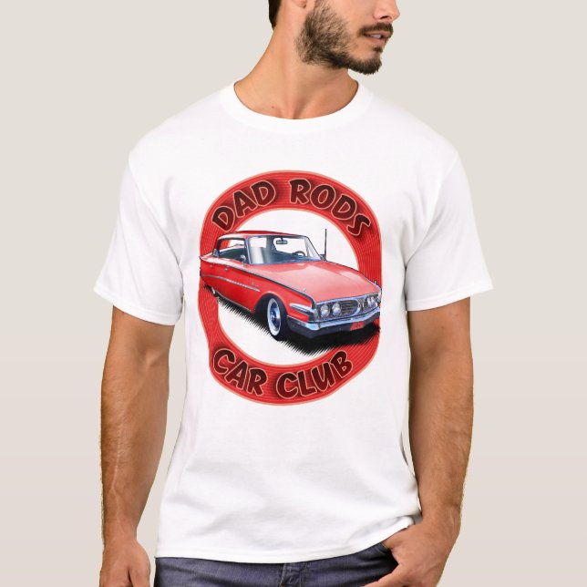 Camiseta Dad Rods Car Club Red Ranger Car T-Shirt (Anverso)