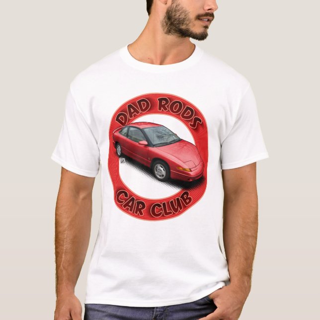 Camiseta Dad Rods Car Club Red Saturn Coupe Car T-Shirt (Anverso)