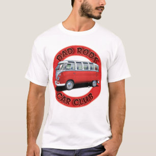 Camiseta Dad Rods Car Club Red Transporter Bus