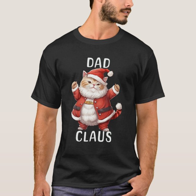 Camiseta DAD Santa Claus Cute Dancing Cat Kitty Lover Chris (Anverso)
