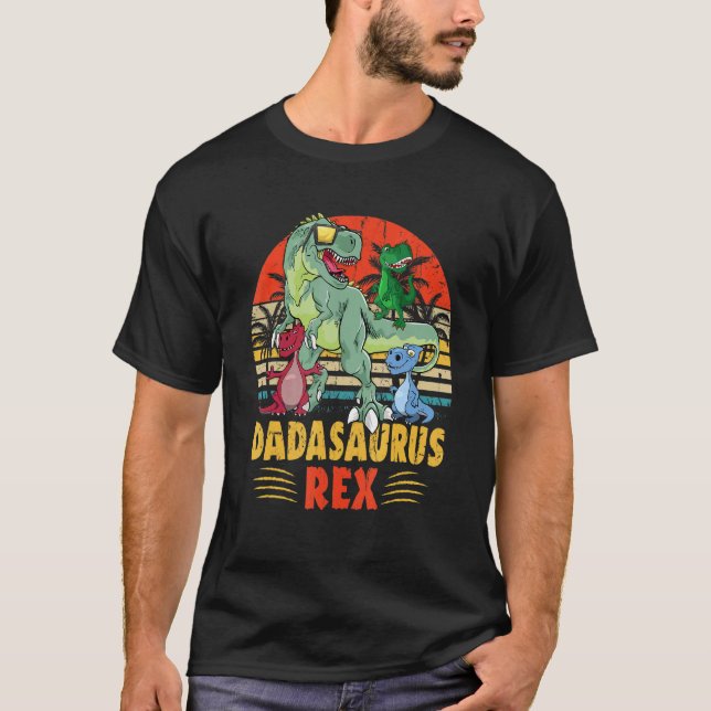 Camiseta Dad saurus Rex Daddy Dinosaur 3 three Kids Father' (Anverso)