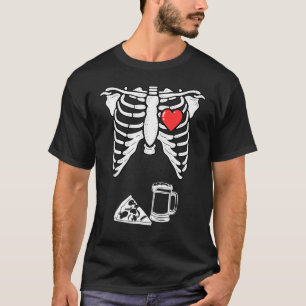 Camiseta Dad Skeleton Halloween Beer Pizza Pregnancy Coupl