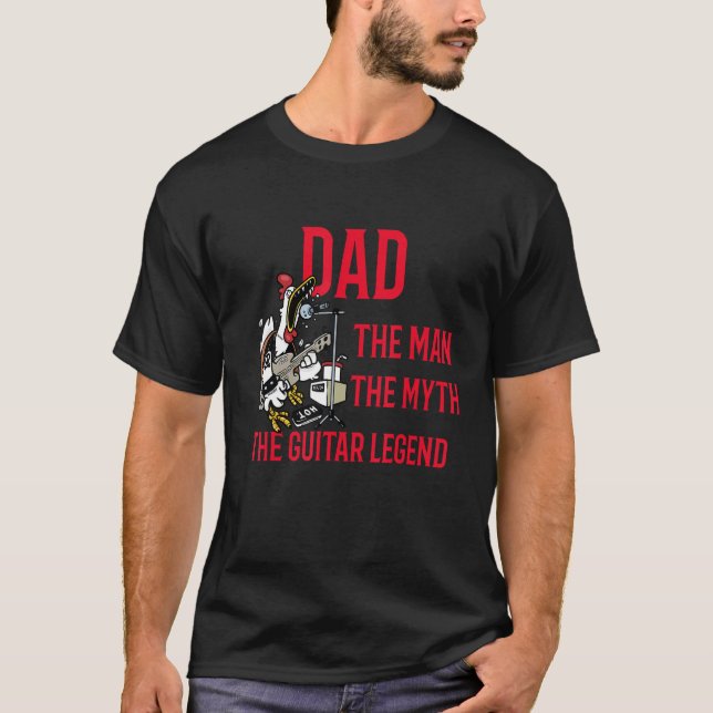 Camiseta Dad The man the myth the Guitar legend rooster Mus (Anverso)