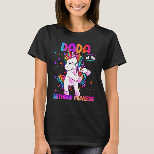 Camiseta Dada de la princesa de cumpleaños Chica Dabbing Un (Anverso)