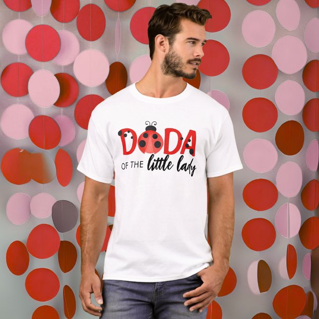 Camiseta Dada of the Little Lady Birthday Party Shirt (Watercolor Ladybug Birthday Party Shirt for "Dada of the Little Lady")