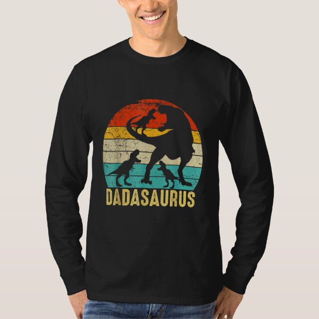 Camiseta Dada Saurus Rex Dada Dinosaur 3 Padres De Tres Niñ (Anverso)