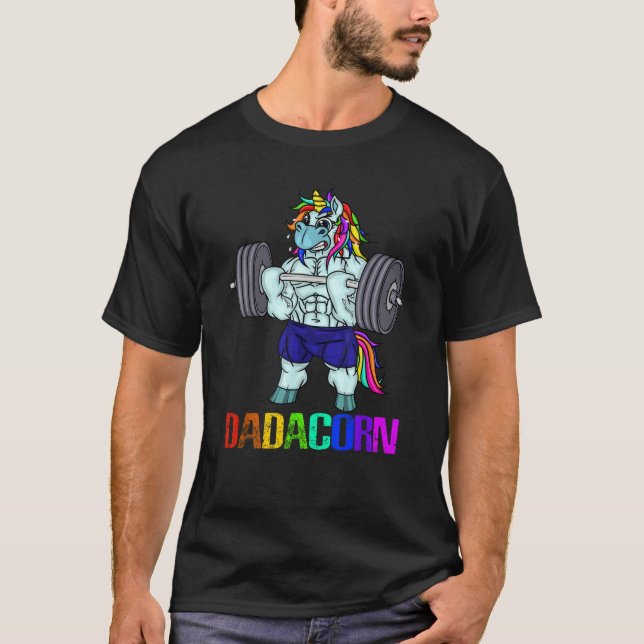 Camiseta Dadacorn Manly Unicorn Halterofilia padre (Anverso)