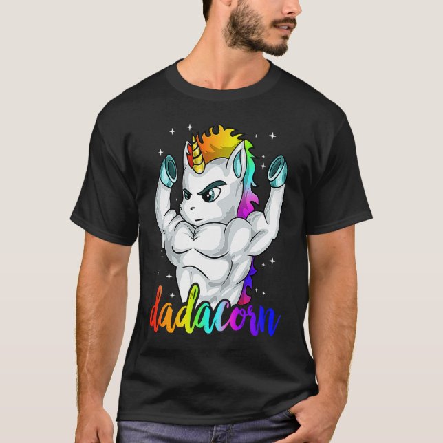 Camiseta Dadacorn Unicorn Daddy Muscle Unique Family Christ (Anverso)
