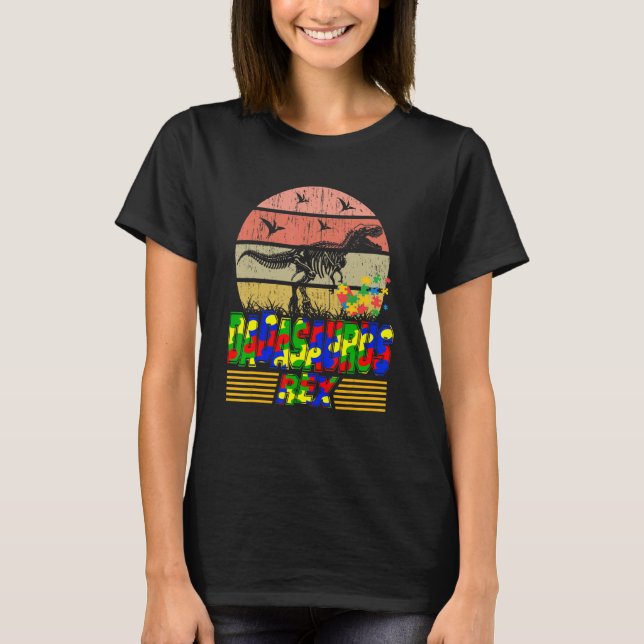 Camiseta Dadasaurus Daddy Rex Autism Awareness Guay Dad Fat (Anverso)