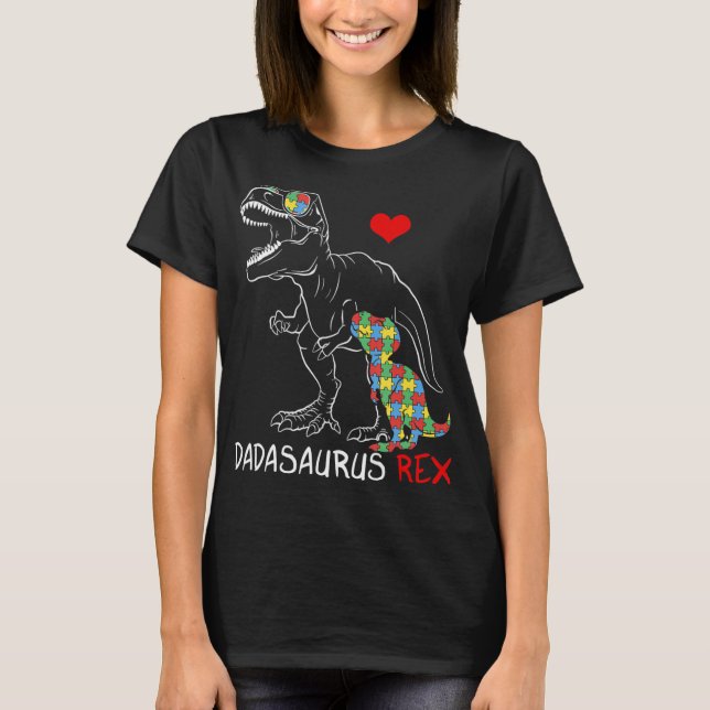 Camiseta Dadasaurus Daddy Rex Autism Awareness Proud Dad Fa (Anverso)