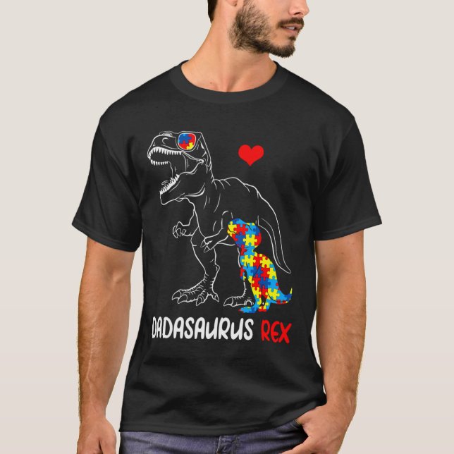 Camiseta Dadasaurus Daddy Rex Autism Awareness Proud Dad Fa (Anverso)