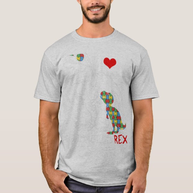 Camiseta Dadasaurus Daddy Rex Autism Awareness Proud Dad Fa (Anverso)