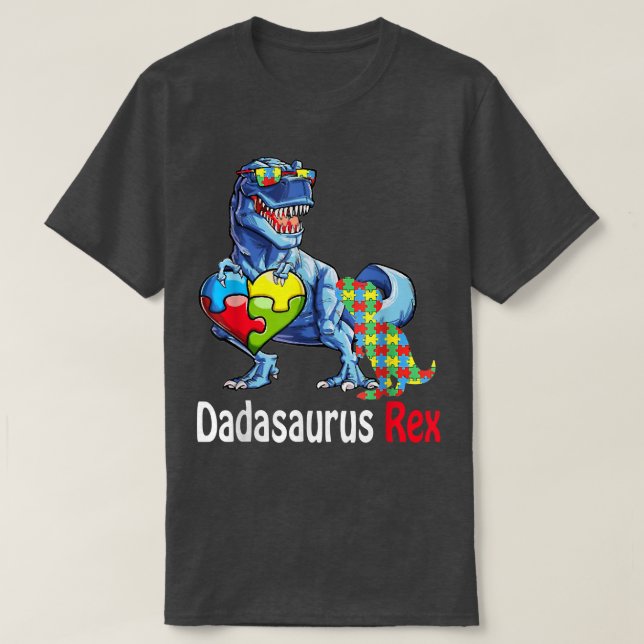 Camiseta Dadasaurus Daddy Rex Autism Awareness Proud Dad Fa (Diseño del anverso)