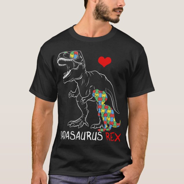 Camiseta Dadasaurus Daddy Rex Autism Awareness Proud Dad Fa (Anverso)