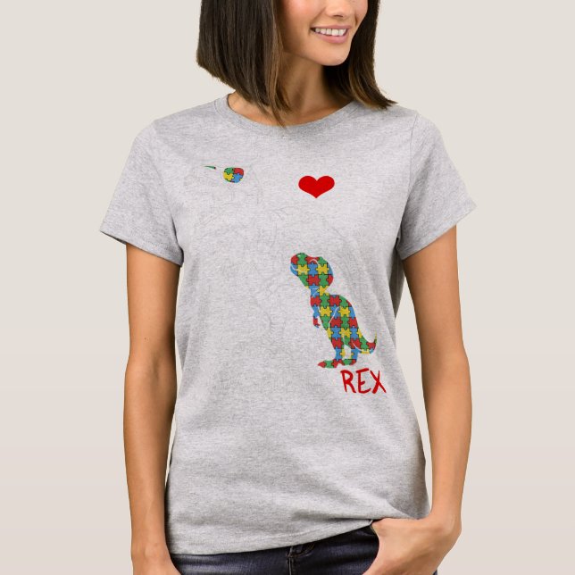 Camiseta Dadasaurus Daddy Rex Autism Awareness Proud Dad Fa (Anverso)