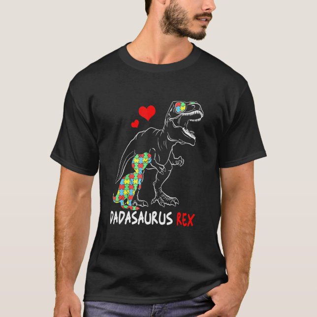 Camiseta Dadasaurus Daddy Rex Autism Orgulloso Papá (Anverso)