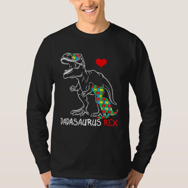 Camiseta Dadasaurus Rex Autism Awareness Jigsaw Puzzle Prou (Anverso)