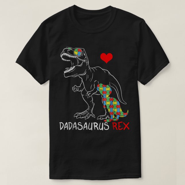 Camiseta Dadasaurus Rex Autism Awareness Orgulloso padre de (Diseño del anverso)