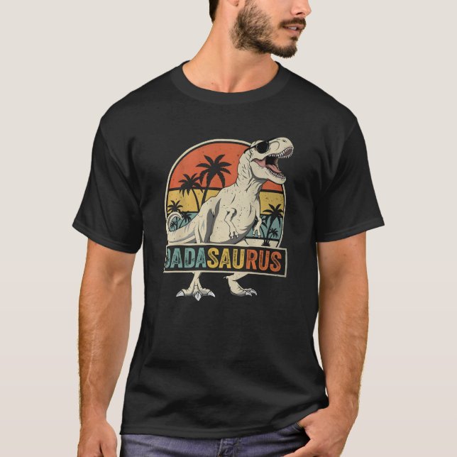 Camiseta Dadasaurus T-Rex Silueta Retro Atardecer  (Anverso)