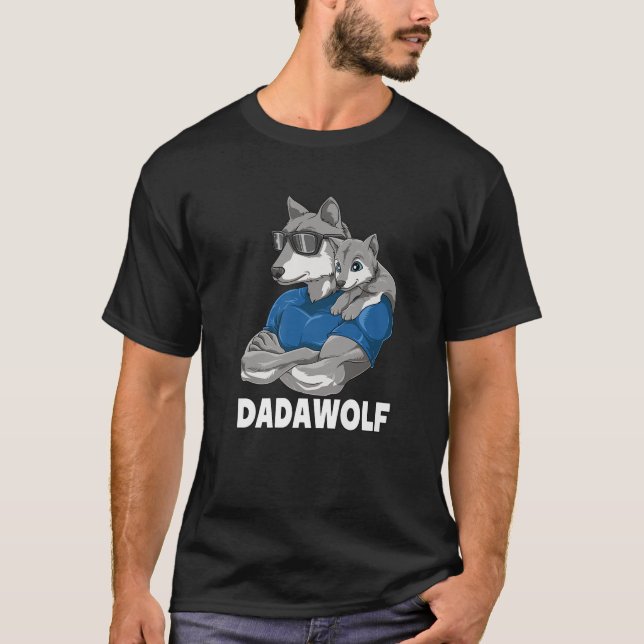 Camiseta Dadawolf Wolf Dad y el bebé Papá Papá Papá (Anverso)