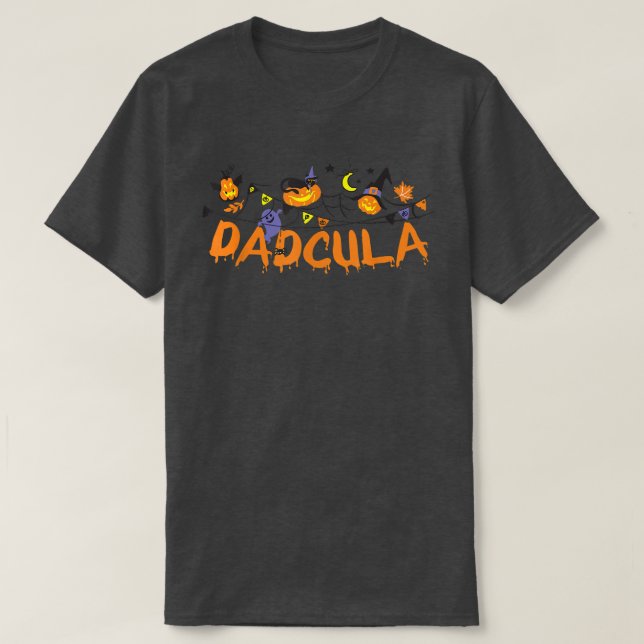 Camiseta Dadcula Spider Web Funny Halloween Ghost Bat Black (Diseño del anverso)