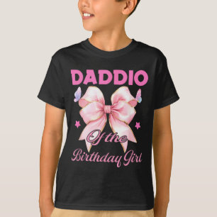 Camiseta Daddio cumpleaños niña lazo rosa coquette a juego