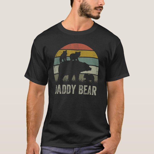Camiseta Daddy Bear  Dad Matching Family Cub 3 Kids Father' (Anverso)