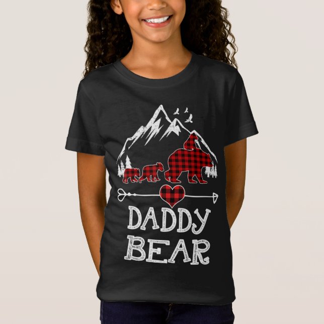 Camiseta Daddy Bear Navidades Pajama Red Plaid Buffalo Fami (Anverso)