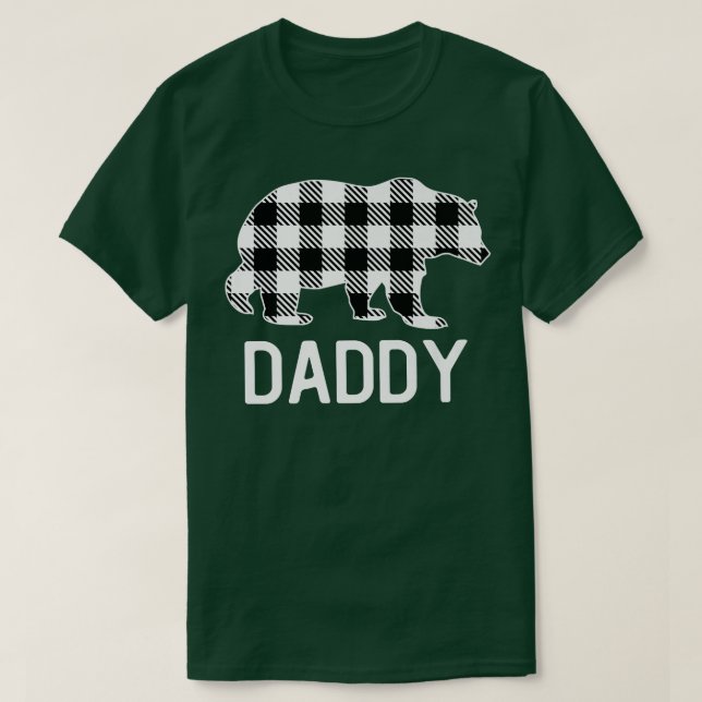 Camiseta Daddy Bear Pajama Grey Buffalo Plaid Premium  (Diseño del anverso)
