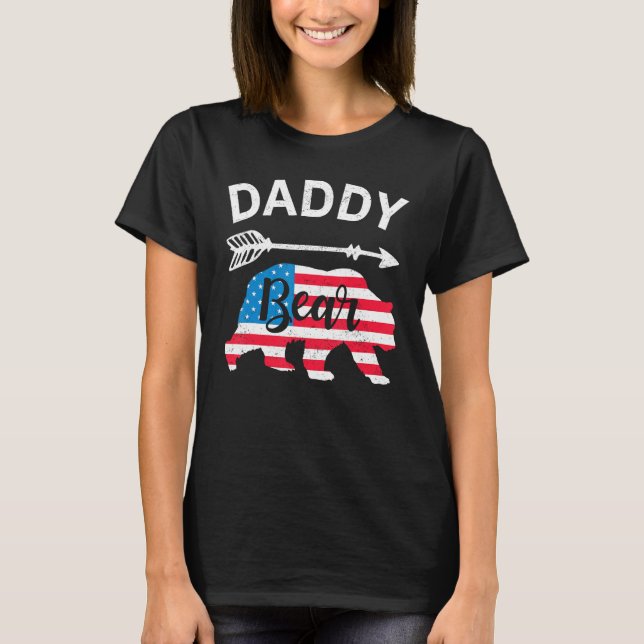 Camiseta Daddy Bear Papa Bear American Flag 4th of July Fat (Anverso)